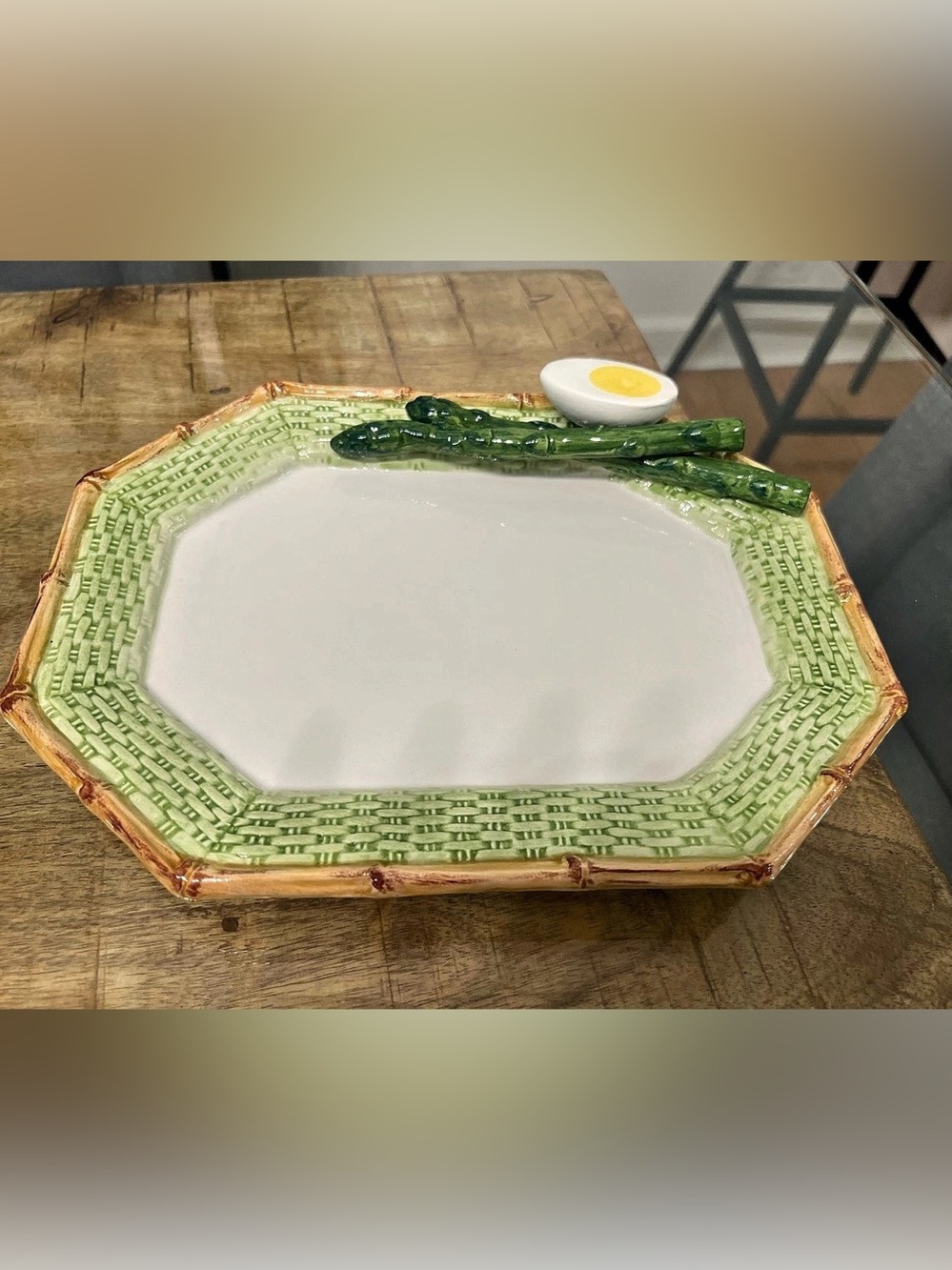 White & Green Decorative Serving Dish